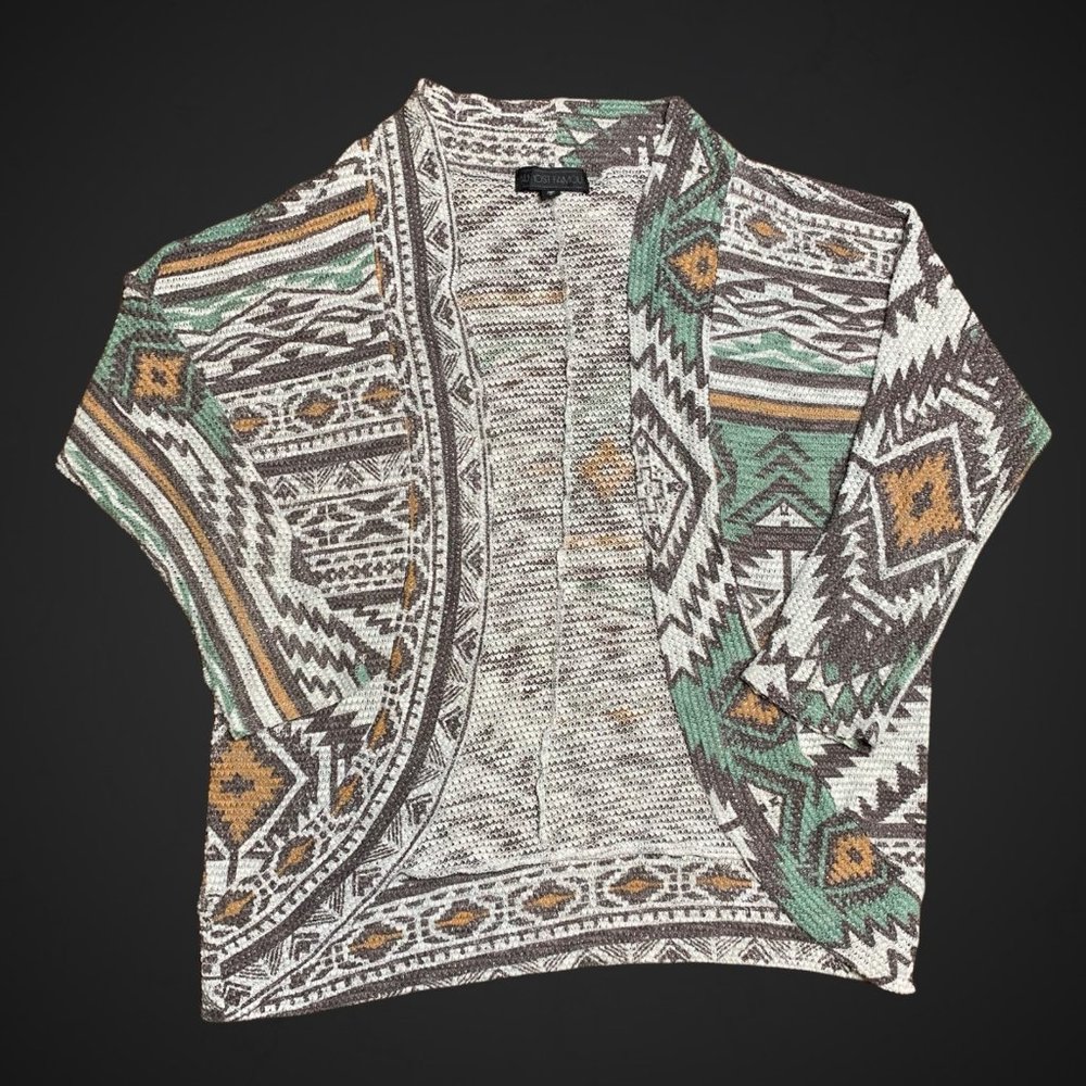 Almost Famous Aztec Women's Open Front Cardigan Sweater Size L